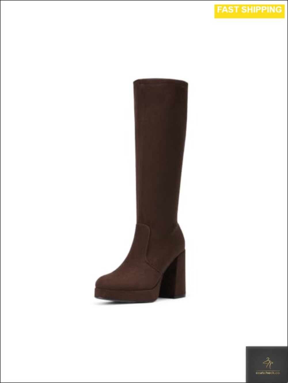 Women's Chunky Platform Knee High Boots Zip Up Block Heel